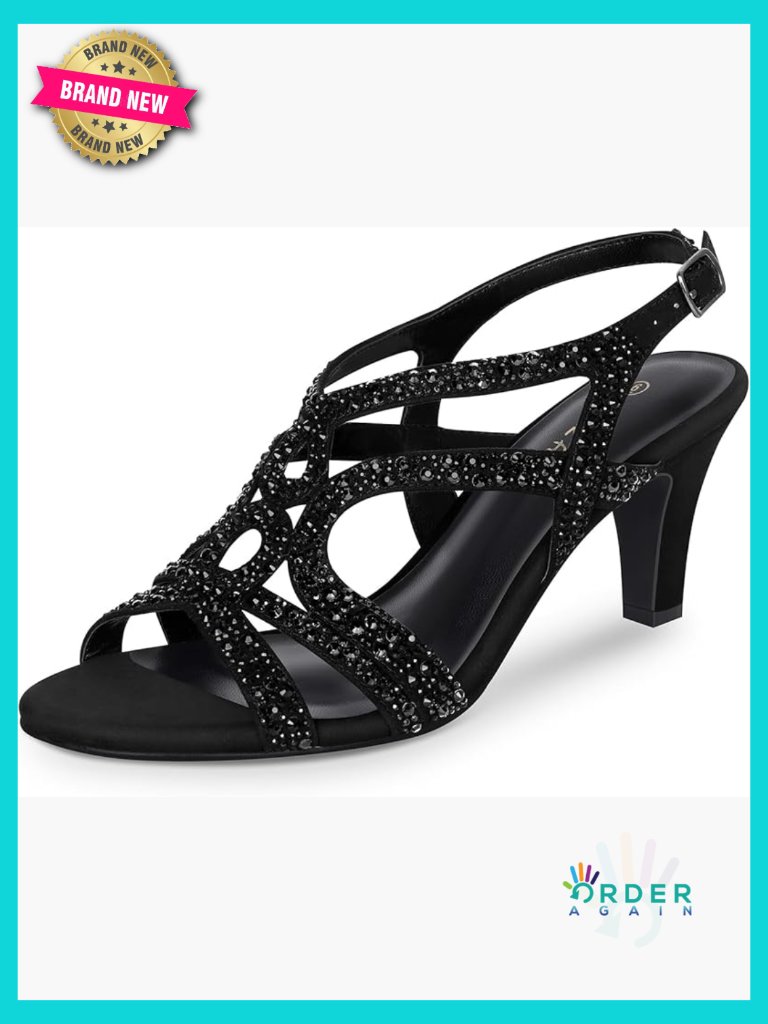 Sparkle Crystal Open Toe Slingback High Heel Sandals Dress Pumps Party Wedding